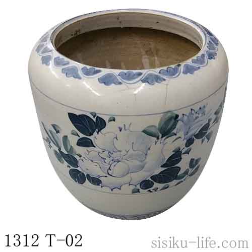 陶器製花柄アンティーク火鉢 1312 T-02 | シシクの生活小物